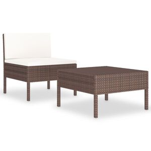 vidaXL Loungegrupp f&ouml;r tr&auml;dg&aring;rden med dynor 2 delar konstrotting brun
