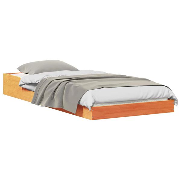 vidaXL Sängram Vaxbrun 80 x 210 cm Massiv furu