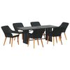 vidaXL Tr&auml;dg&aring;rdsm&ouml;belset med kudde 7 pcs Svart konstrotting