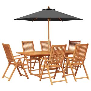 vidaXL Uteplatsmatbord med parasoll 8 st 6-sits Antracit och Natur