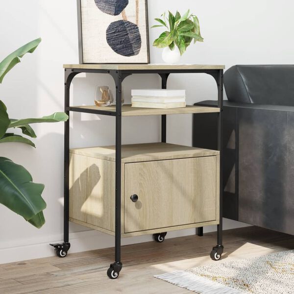 vidaXL Skrivarst&auml;ll 3 hyllor sonoma-ek 50x40x76 cm konstruerat tr&auml;