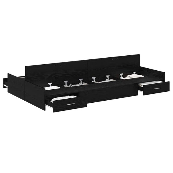 vidaXL Förvaringssängram Svart Ek 120 x 190 cm Konstruerat trä