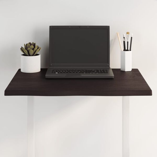 vidaXL Bordsskiva m&ouml;rkbrun 60x50x2 cm massiv ek levande kant