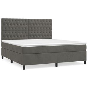 vidaXL Rams&auml;ng med madrass m&ouml;rkgr&aring; 180x200 cm sammet