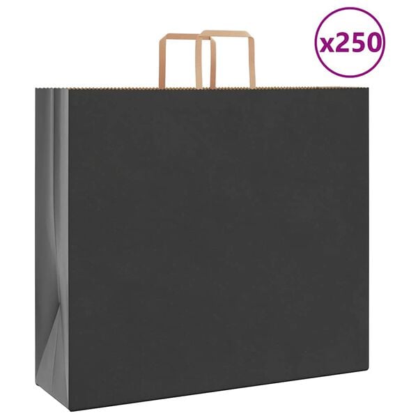 vidaXL Pappersp&aring;sar 250 st med handtag svart 54x15x49 cm