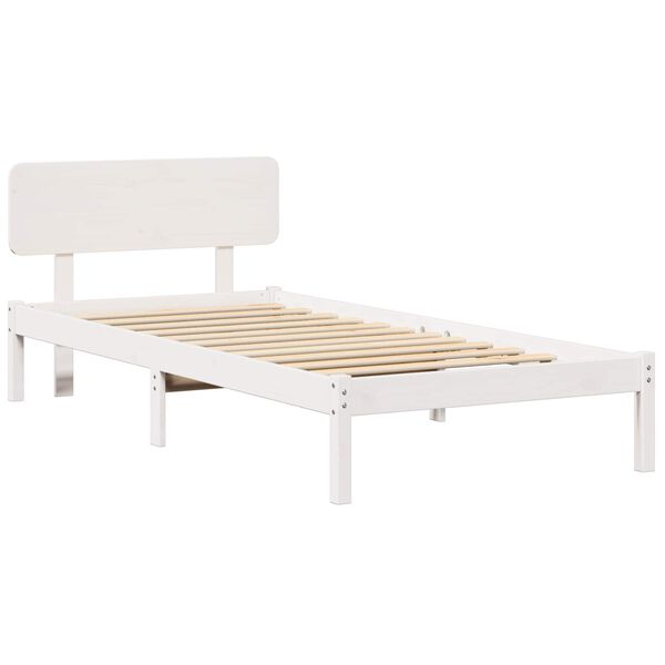 vidaXL Sängram med huvudgavel Vit 80 x 200 cm Massiv furu