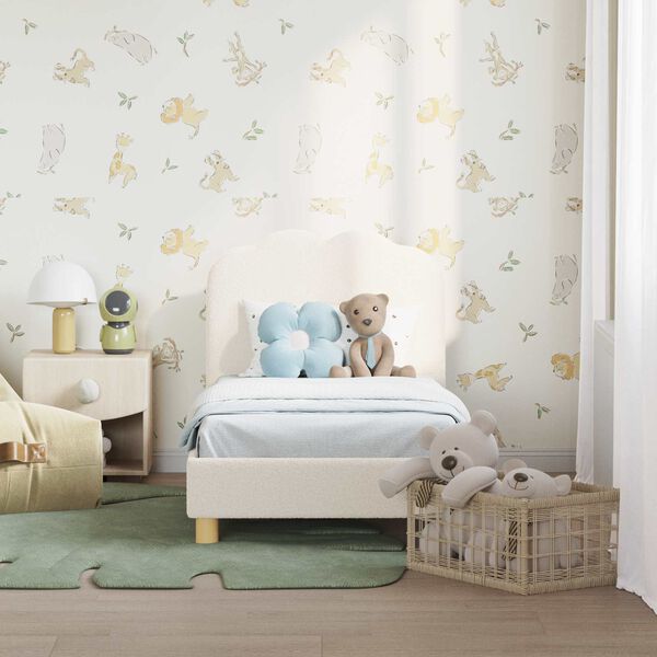 vidaXL S&auml;ngram f&ouml;r sm&aring;barn med huvudgavel Kr&auml;m 70 x 140 cm Sj&ouml;f&aring;ls tyg