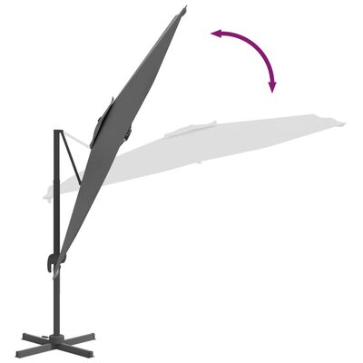 vidaXL Frihängande parasoll med aluminiumstång antracit 400x300 cm