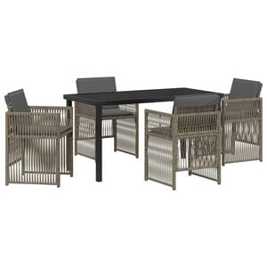 vidaXL Tr&auml;dg&aring;rdsm&ouml;belset 5 pcs Gr&aring; Pulverlackerat st&aring;l