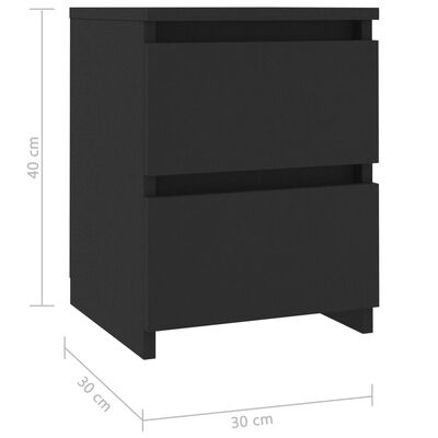 vidaXL Sängbord 2 st svart 30x30x40 cm konstruerat trä