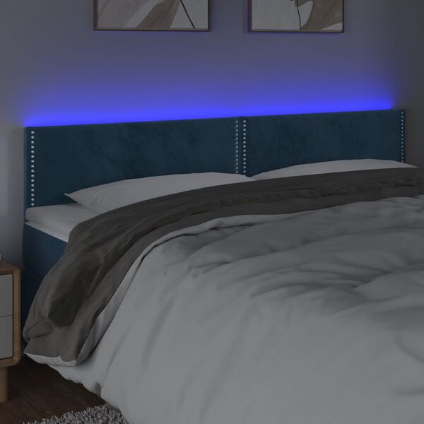 vidaXL S&auml;nggavel LED m&ouml;rkbl&aring; 160x5x78/88 cm sammet