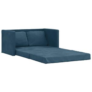 vidaXL Golvb&auml;ddsoffa 2-i-1 bl&aring; 122x204x55 cm sammet