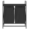 vidaXL Tvättkorg 2 fack med hylla svart ek