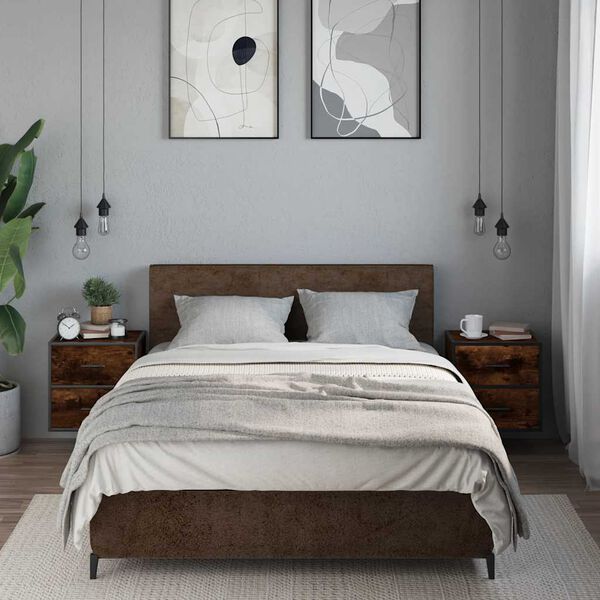 vidaXL V&auml;ggmonterade s&auml;ngbord 2 st r&ouml;kf&auml;rgad ek 40x31x39,5 cm