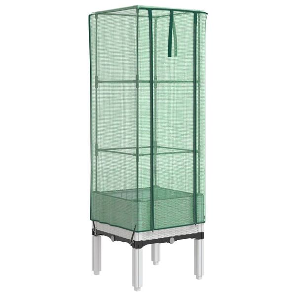 vidaXL Odlingsl&aring;da med v&auml;xthus&ouml;verdrag rottinglook 40x40x140 cm