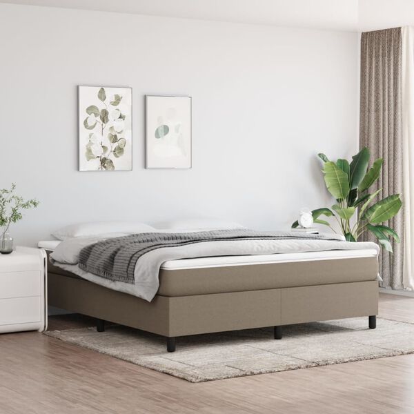 vidaXL Boxspring-s&auml;ngram taupe 160x200 cm tyg
