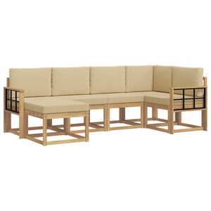 vidaXL Utomhussoffset med kudde 6 pcs Vit och Beige Polyester
