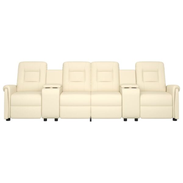 vidaXL Massagefåtölj med kopphållare 4-sits gräddvit