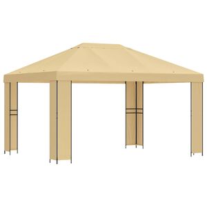 vidaXL Paviljong 4 &times; 3 m Gr&auml;ddvit Polyester och St&aring;l 190 gsm
