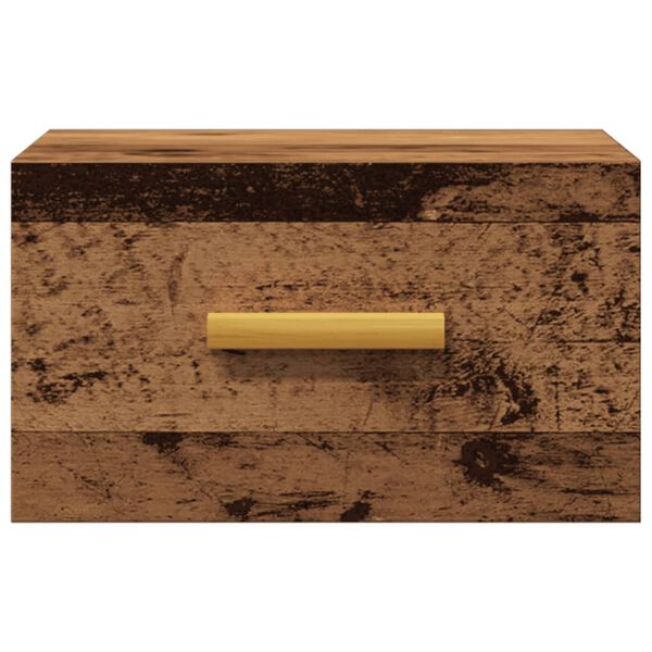 vidaXL Väggmonterat sängbord åldrat trä 35x35x20 cm