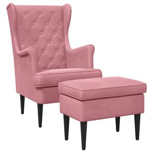vidaXL F&aring;t&ouml;lj med fotpall 2 st Rosa Sammet