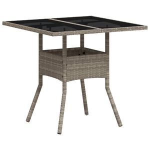 vidaXL Tr&auml;dg&aring;rdsbord med glasskiva ljusgr&aring; 80x80x75 cm konstrotting