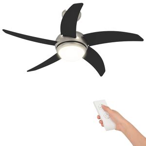 vidaXL Takfl&auml;kt med ljus och fj&auml;rrkontroll &Oslash; 110 cm Svart och silver
