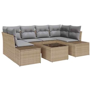 vidaXL Tr&auml;dg&aring;rdsoffset med kudde 8 pcs Beige och Gr&aring; konstrotting
