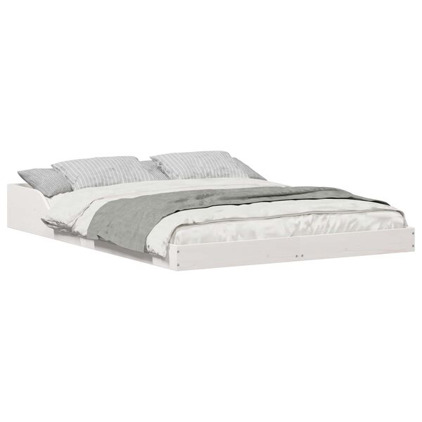 vidaXL Sängram Vit 120 x 200 cm Massiv furu