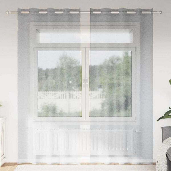 vidaXL Voile Gardin med gardiner 2 pcs Mörkgrå 260 x 140 cm Polyester