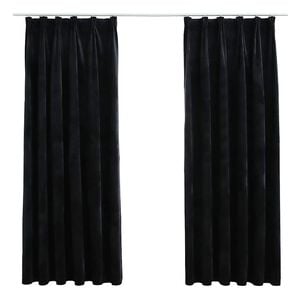vidaXL M&ouml;rkl&auml;ggningsgardiner 2 st m. krokar sammet svart 140x175 cm