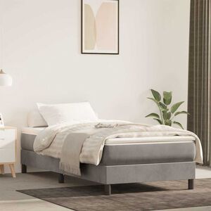 vidaXL Pocketres&aring;rmadrass medium ljusgr&aring; 90x220x20 cm sammet