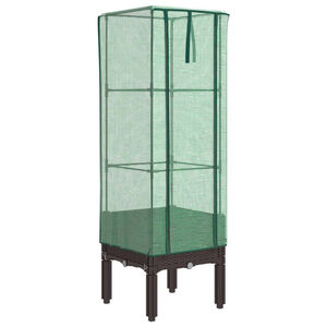 vidaXL Odlingsl&aring;da med v&auml;xthus&ouml;verdrag rottinglook 40x40x140 cm