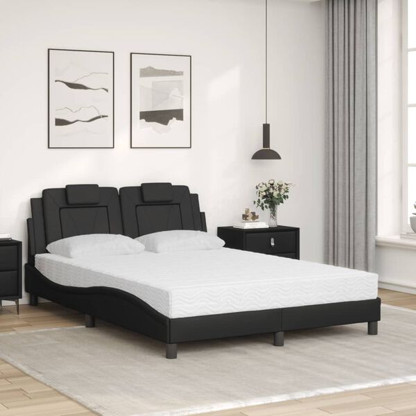 vidaXL Bed "Viana" with Mattress Black 140x200 cm Faux Leather