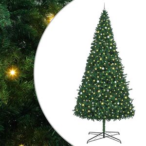 vidaXL Julgran med dekorativa str&auml;ngljus Gr&ouml;n 400 cm PVC