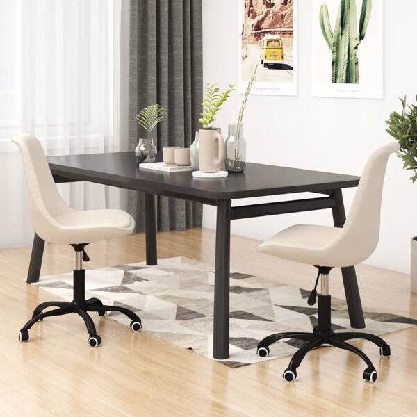 vidaXL Snurrbara matstolar 2 st gr&auml;ddvit tyg