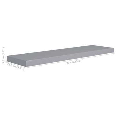 vidaXL Svävande vägghyllor 4 st grå 90x23,5x3,8 cm MDF