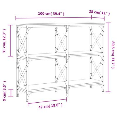 vidaXL Avlastningsbord sonoma ek 100x28x80,5 cm konstruerat trä