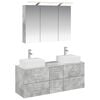 vidaXL Badrumsm&ouml;belset 4 pcs Betonggr&aring; Konstruerat tr&auml; och glas