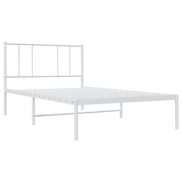 vidaXL Sängram utan madrass med huvudgavel metall vit 75x190 cm