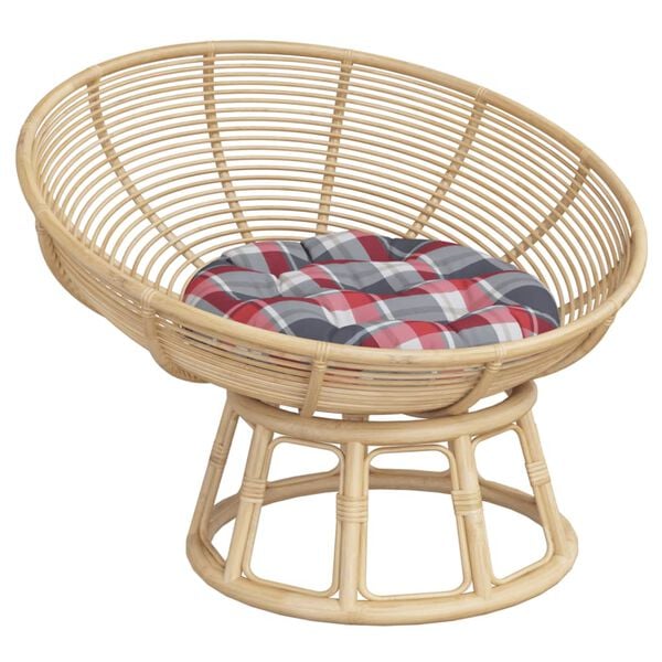 vidaXL Rund dyna r&ouml;drutig &Oslash; 60 x11 cm oxfordtyg