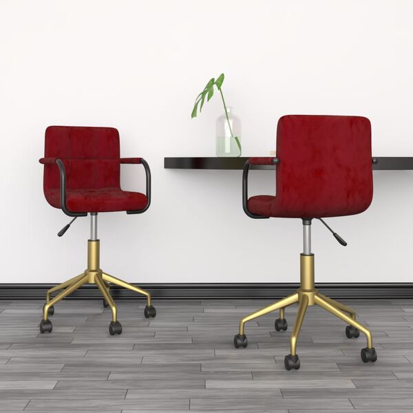 vidaXL Matstolar snurrbara 2 st vinr&ouml;d sammet