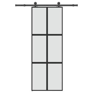 vidaXL Skjutd&ouml;rr med beslagset h&auml;rdat glas och aluminium 76x205 cm