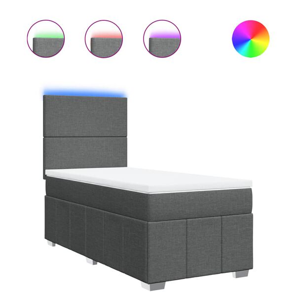 vidaXL Rams&auml;ng med madrass m&ouml;rkgr&aring; 100x200 cm tyg