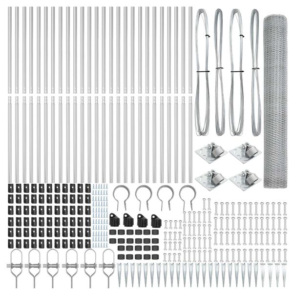 vidaXL St&auml;ngselstolpe Silver 50 x 1,4 m (25 mm n&auml;t) St&aring;l