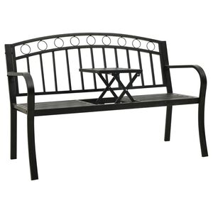 vidaXL Tr&auml;dg&aring;rdsb&auml;nk med bord svart 120 cm st&aring;l