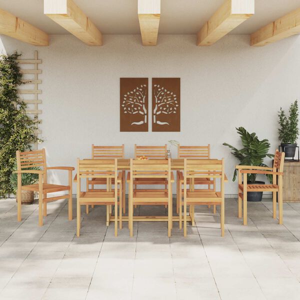 vidaXL Tr&auml;dg&aring;rdsm&ouml;belset 9 pcs Brun Massivt teaktr&auml;