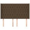 vidaXL Sänggavel med kanter mörkbrun 163x16x118/128 cm tyg