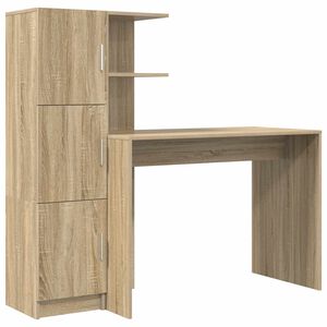 vidaXL Skrivbord Sonoma-ek 133.5 x 50 x 124 cm 2 st