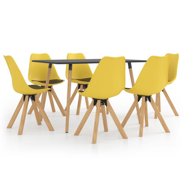 vidaXL Matgrupp 7 delar gul och svart